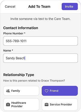 Add to care team form