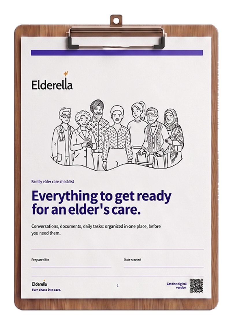 The family elder care checklist on a clipboard