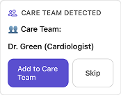 Care team detected notification