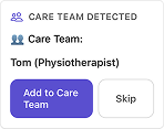 Care team physiotherapist card