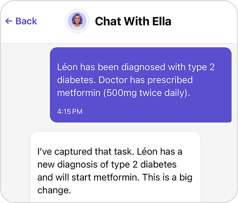 A diabetes diagnosis detected by Ella and ready for review