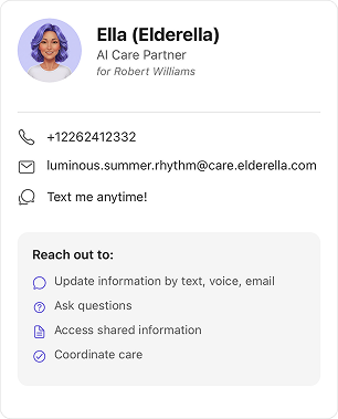 Ella contact card showing how to add Ella to your contacts