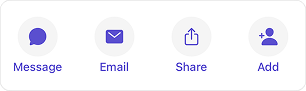 Message, Email, Share, and Add actions for contacting Ella