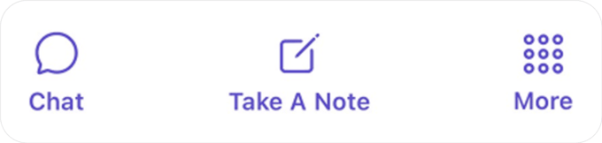 Navigation tiles for Chat with Ella, Take a Note, and More