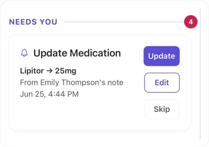Needs you section showing items flagged by Ella