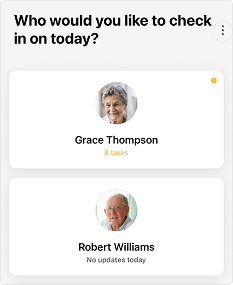 Elder profile switcher showing multiple elders