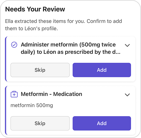 A detected medication ready to review in Elderella